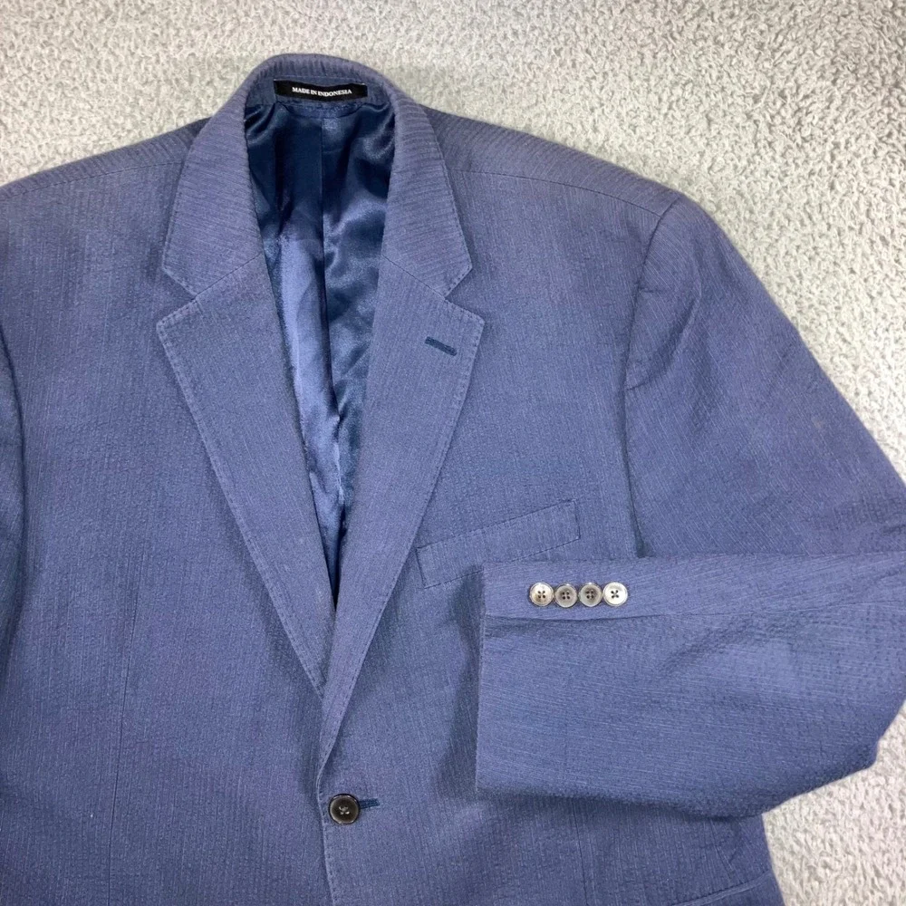 Ralph‎ Lauren Black Label Blazer Sport Coat Men 44 Slim Blue Textured 2 Button